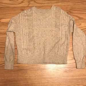 A cute, tan and multi color spotted sweater!